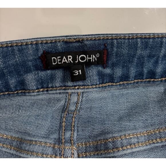 Dear John Classic 90's Medium Wash Distressed Mid-Rise Stretch Denim Shorts 31 - Picture 8 of 9
